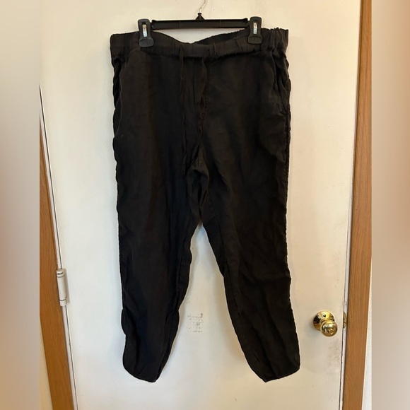 Caslon Large Black 100% Linen Stretch Waist Pull on Pants - Picture 1 of 8